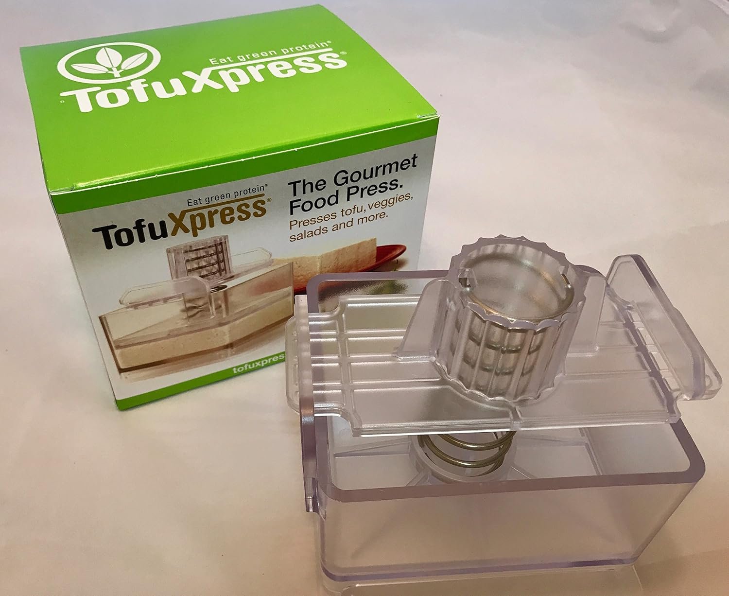 TofuXpress clear spring loaded tofu press and marinating dish