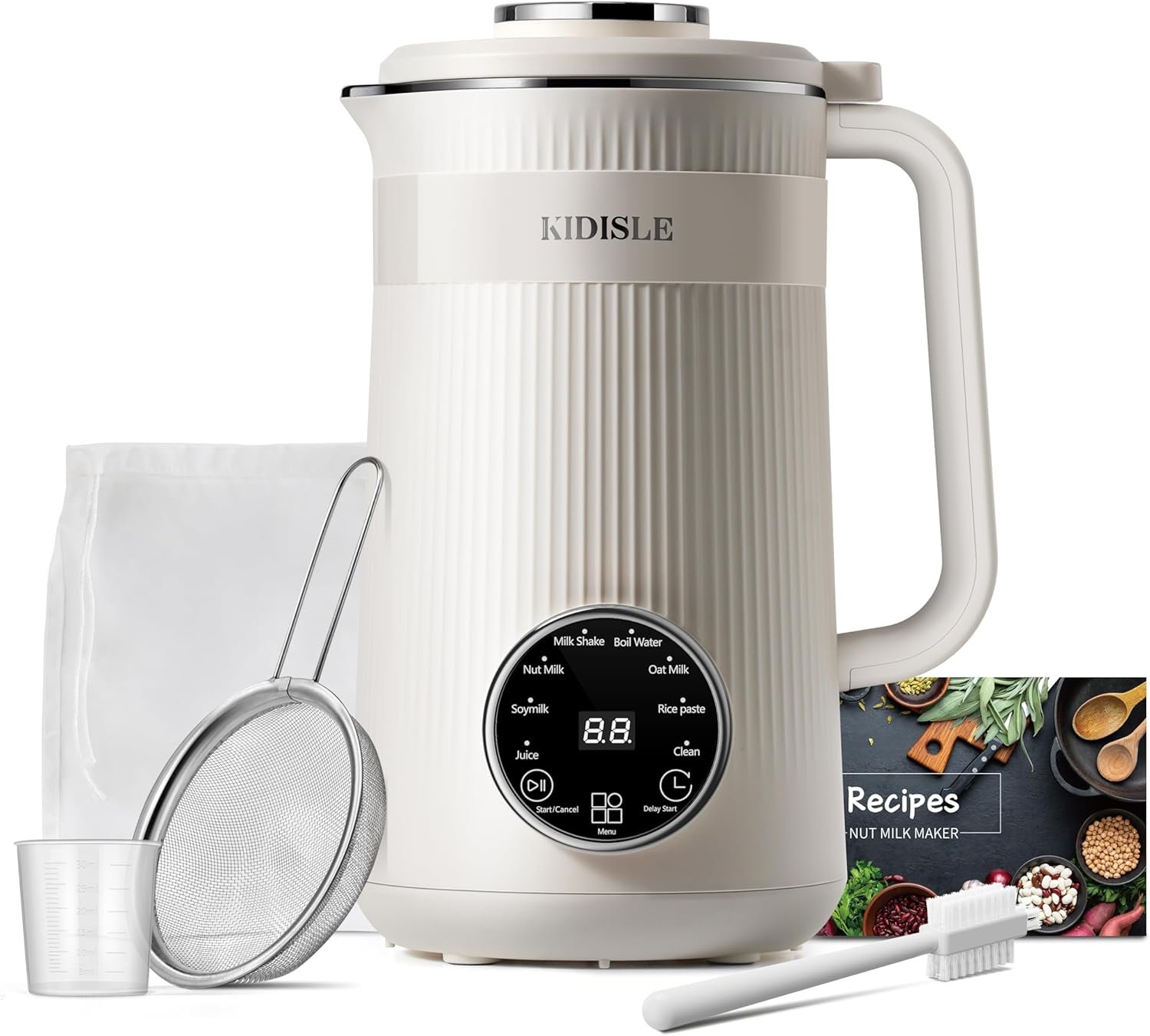 KIDISLE cream colored 8 in 1 nut milk maker machine with accessories