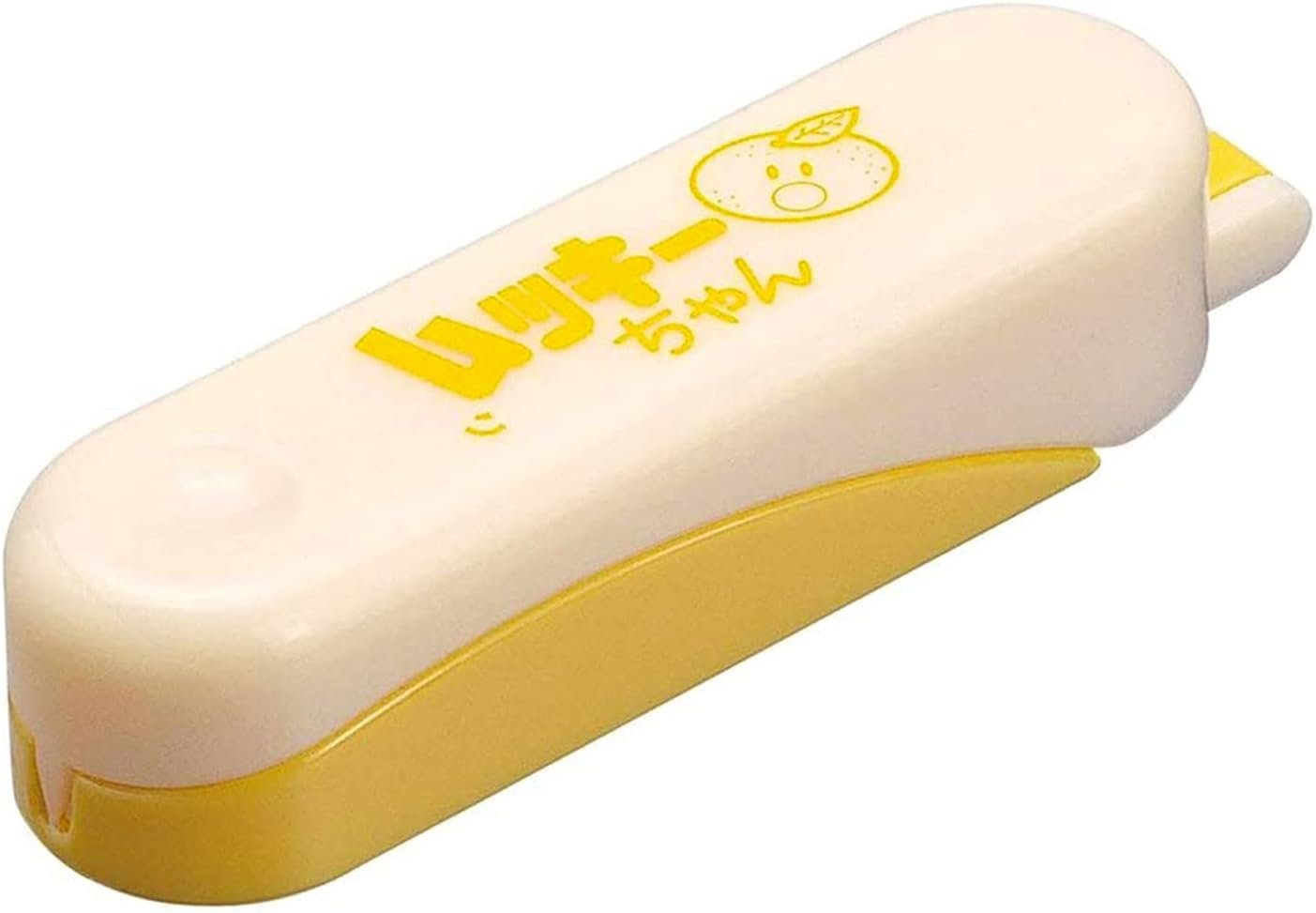 Shimomura Mukki-chan Japanese orange peeler with a cream and yellow resin body