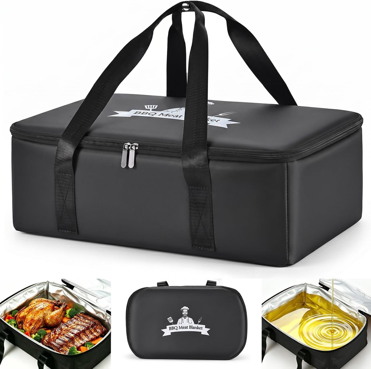Black insulated ROADNEX BBQ resting bag for brisket