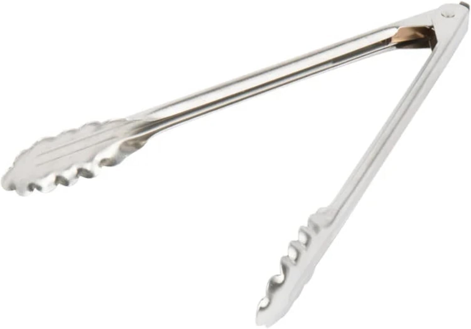 Edlund 4412HDL twelve inch heavy duty stainless steel scalloped utility tongs with locking mechanism