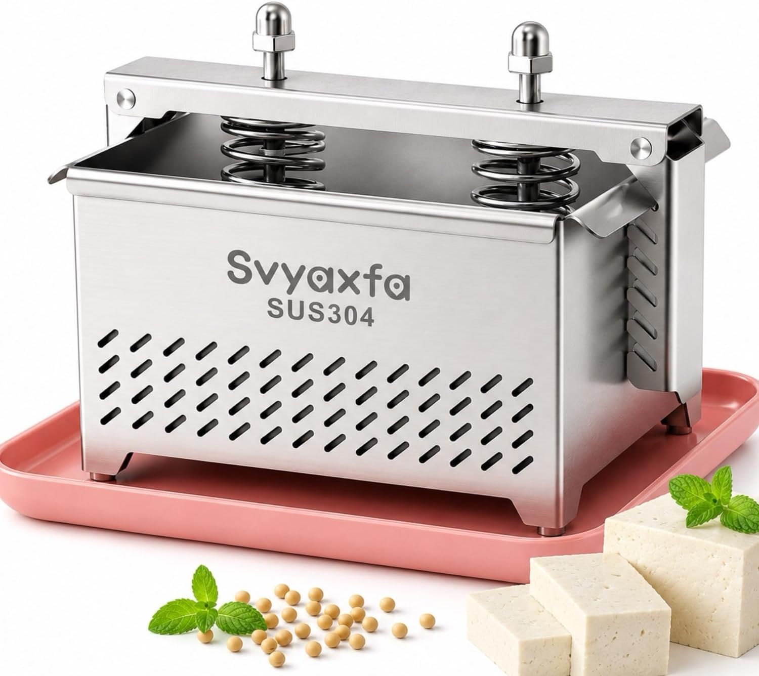 Svyaxfa stainless steel tofu press with a spring plate and drip tray